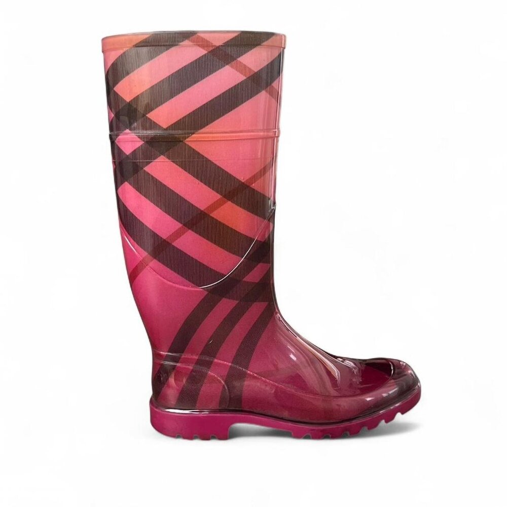 Burberry Pink Exploded Check Pattern Rainboots Si… - image 4